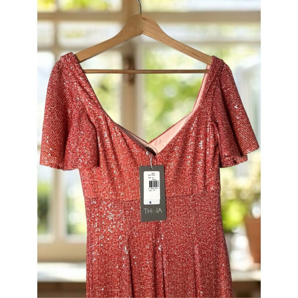 Theia Couture $749 Ombre Sequin Flutter Sleeve Ma… - image 9